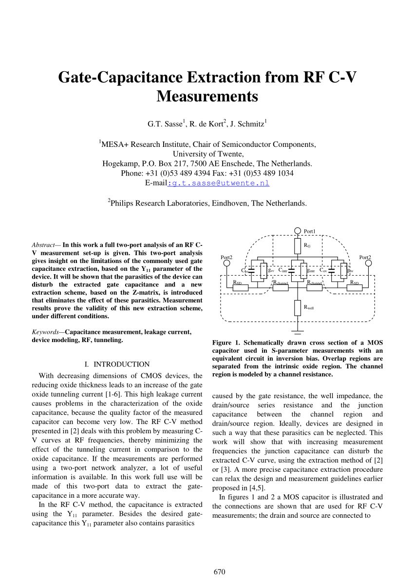 Pdf Gate Capacitance Extraction From Rf C V Measurements