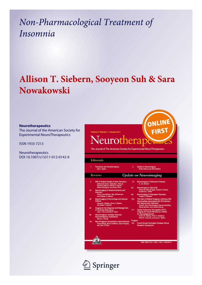 (PDF) Non-Pharmacological Treatment of Insomnia