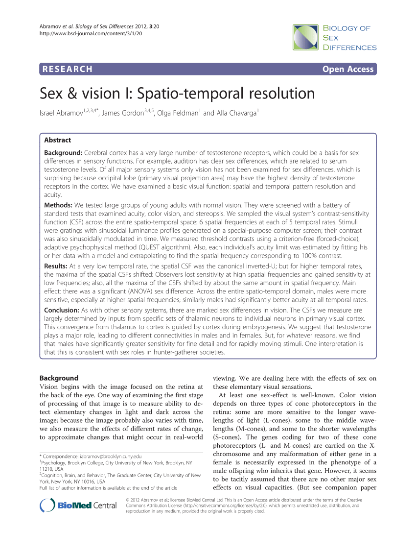 PDF) Sex & vision I: Spatio-temporal resolution