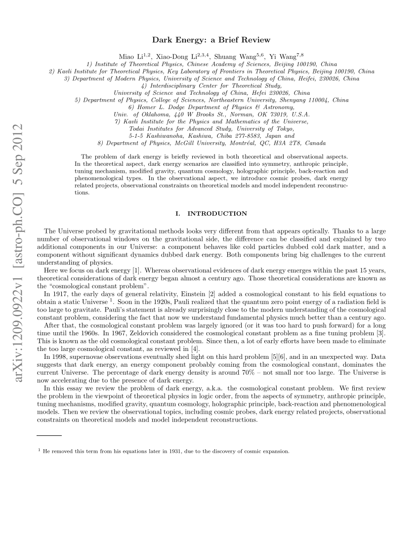 dark energy research papers