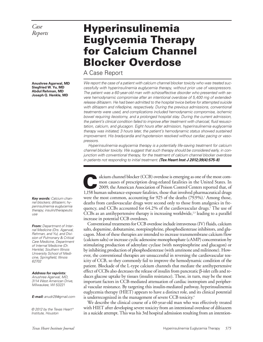 antidote for calcium channel blocker overdose