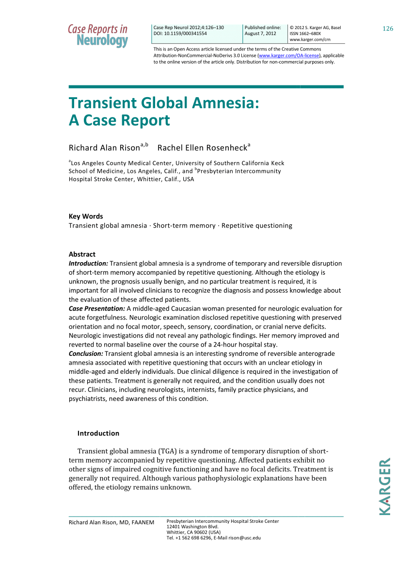 transient global amnesia vs tia