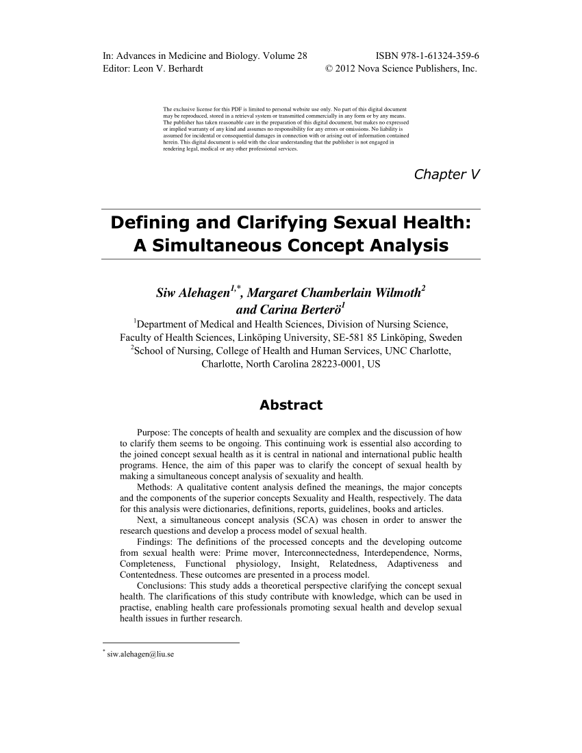 PDF Defining and Clarifying Sexual Health A Simultaneous Concept