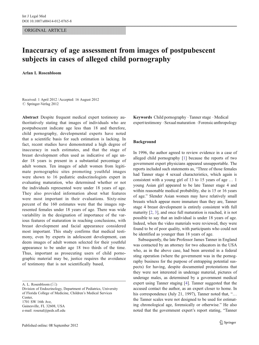 PDF) Inaccuracy of age assessment from images of postpubescent subjects in  cases of alleged child pornography