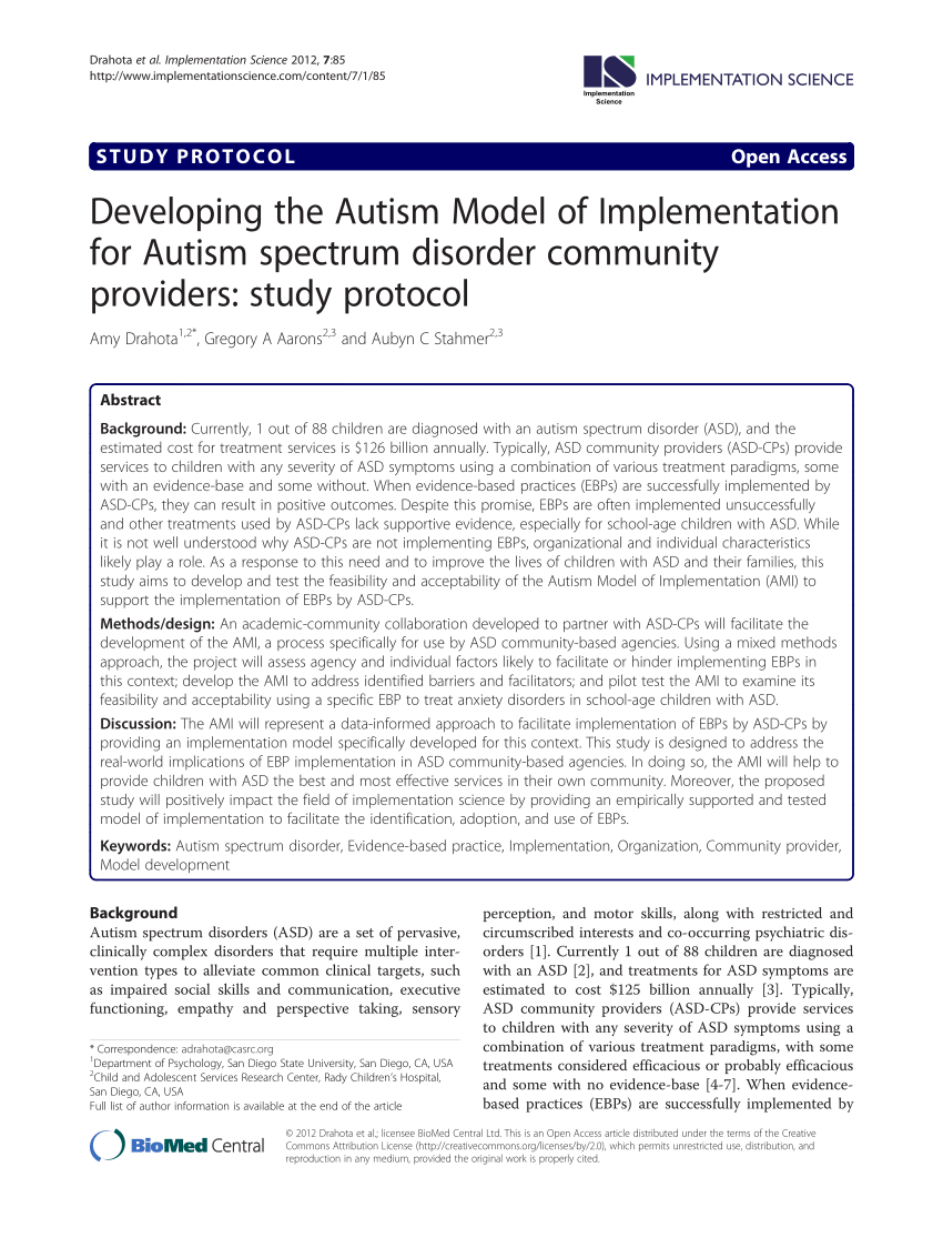 research study on autism