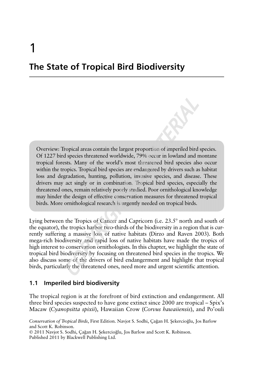 PDF) Conservation of Tropical Birds
