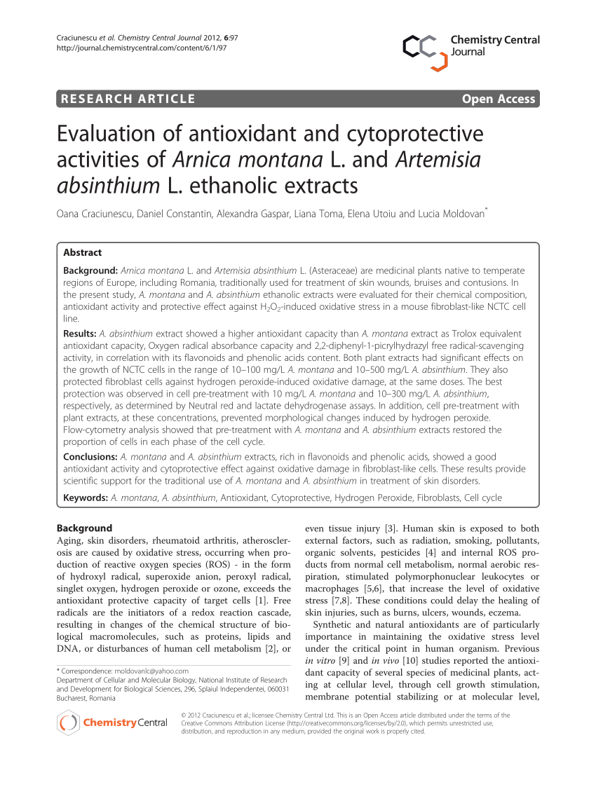 PDF) Evaluation of antioxidant and cytoprotective activities of ...