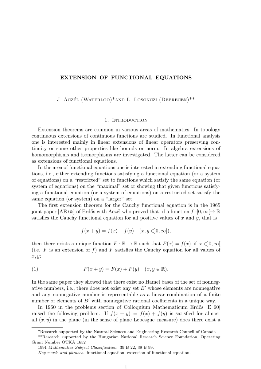 Pdf Extension Of Functional Equations