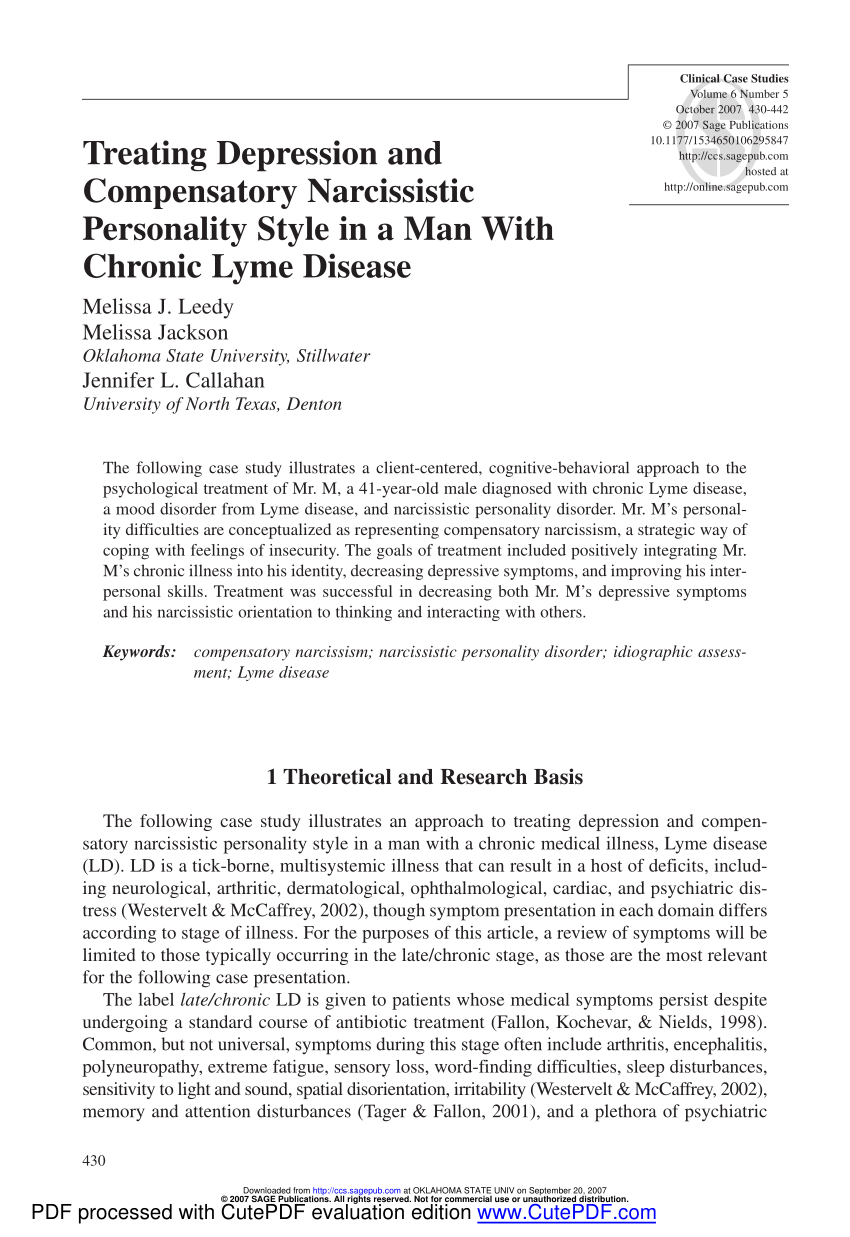 narcissistic personality disorder case study pdf