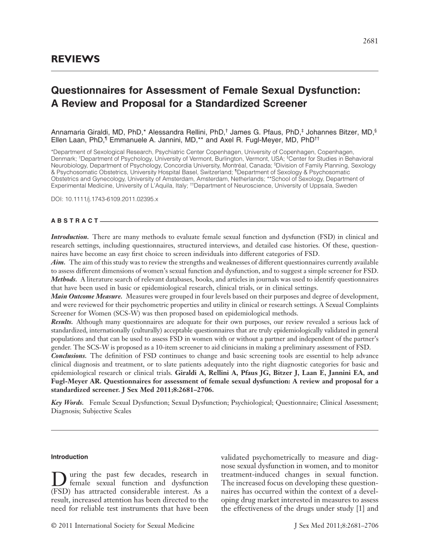 Pdf Female Sexual Arousal Disorders