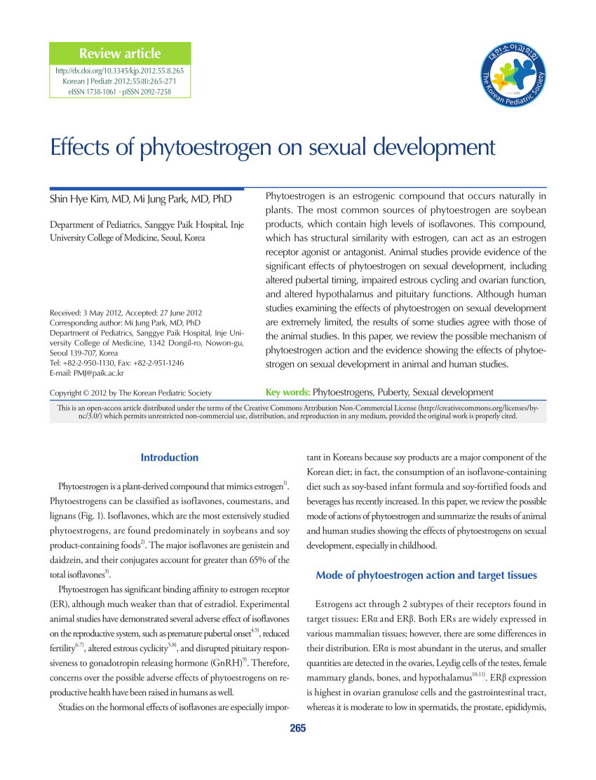 PDF Effects of phytoestrogen on sexual development