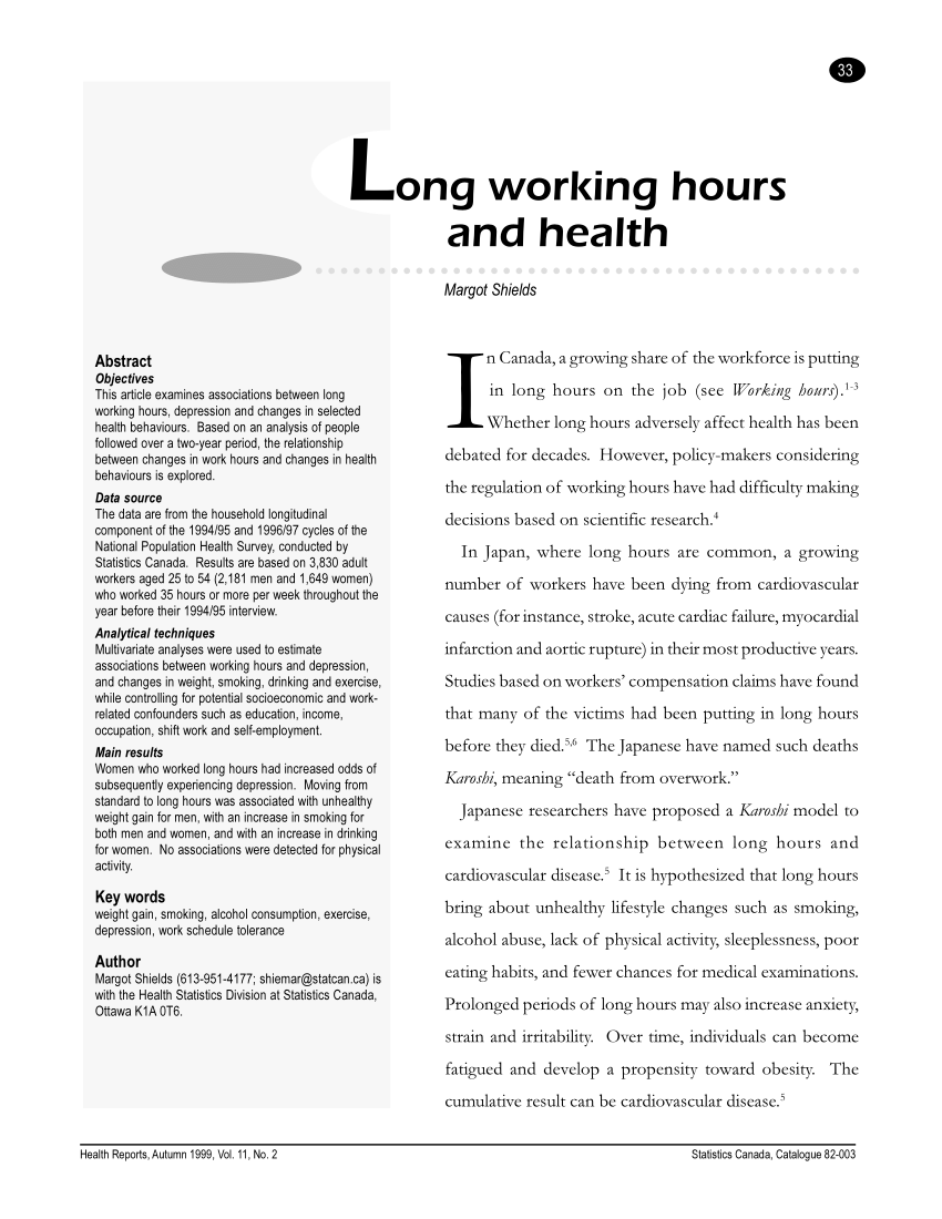 Pdf Long Working Hours And Health