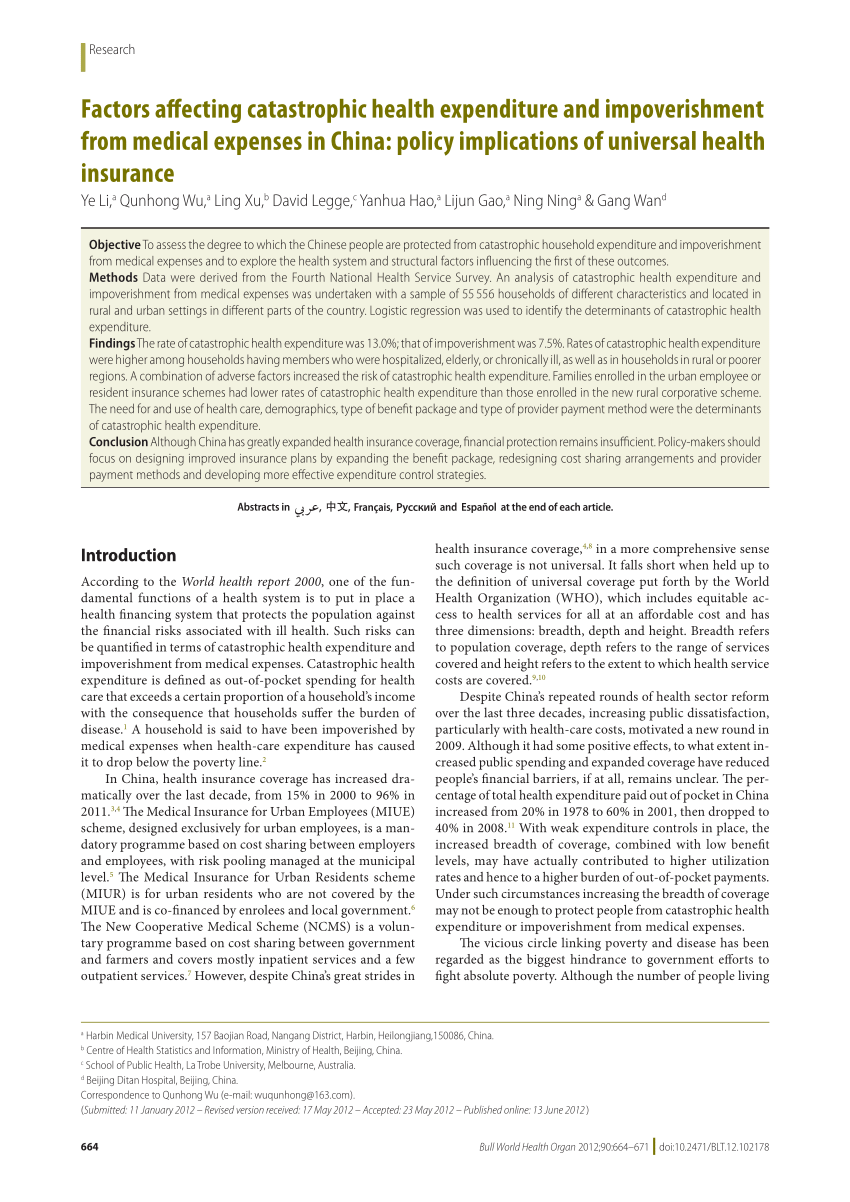 Catastrophic health expenditure and associated factors among