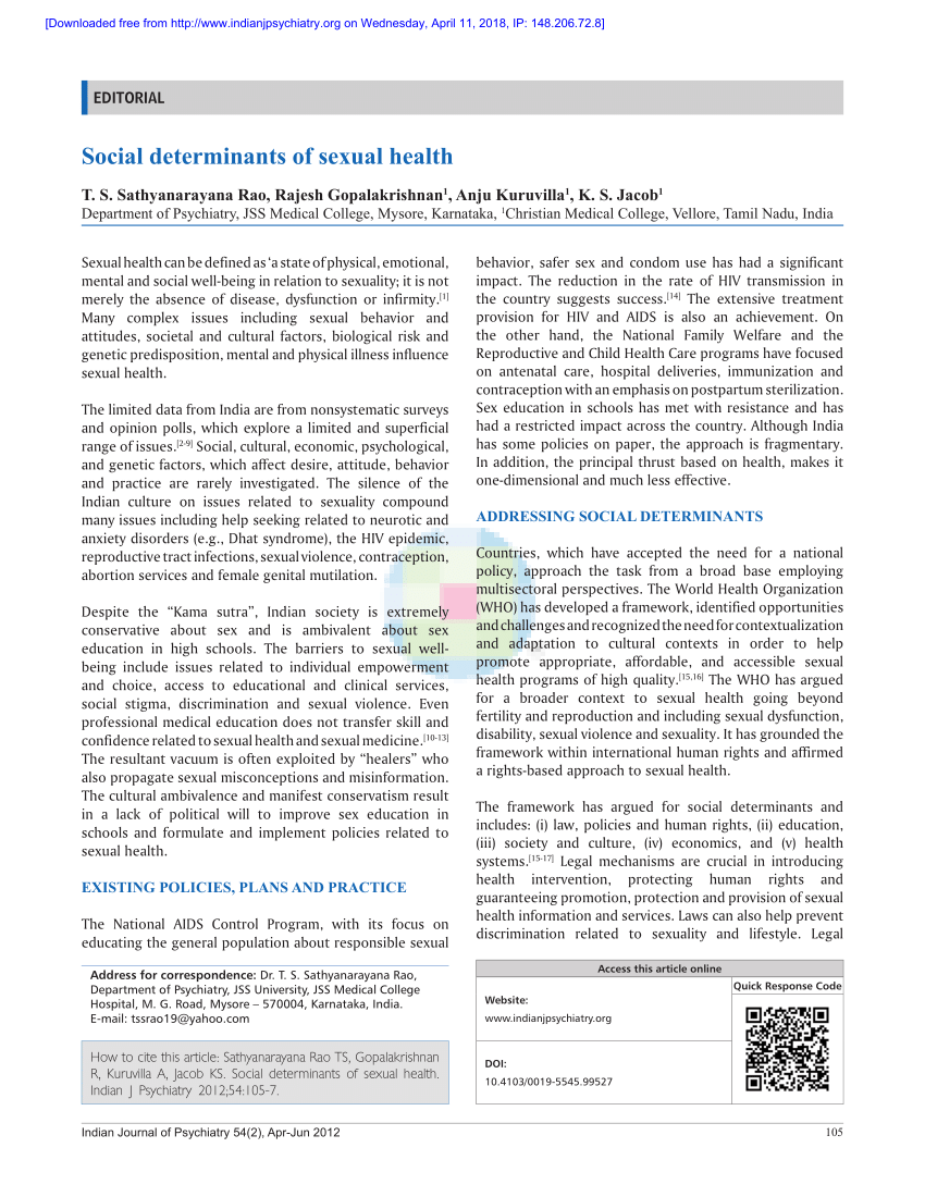 PDF Social determinants of sexual health