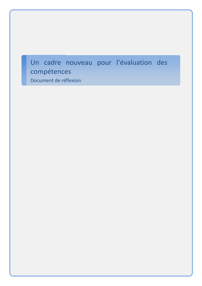 Pdf Un Cadre Nouveau Pour L Evaluation Des Competences