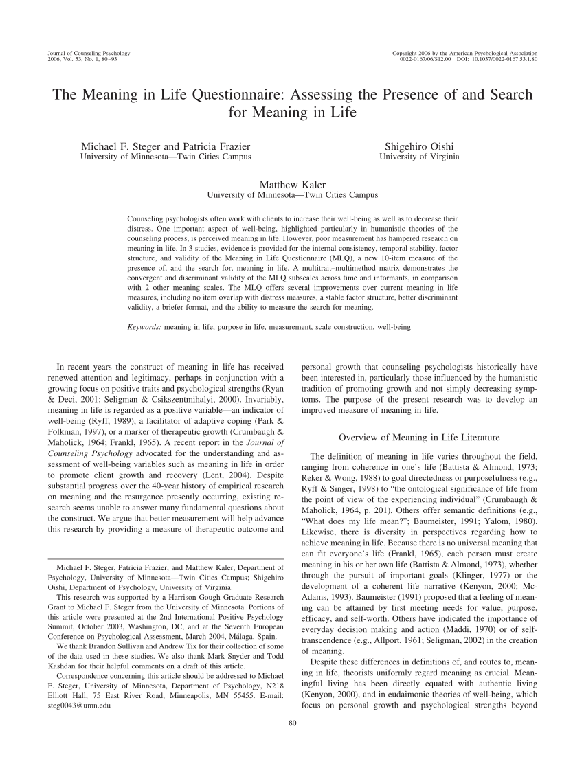 How to measure meaning in life - Ness Labs