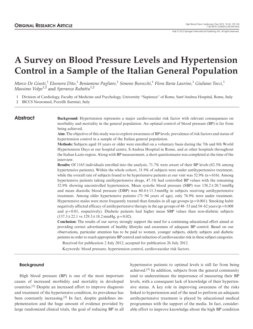 blood pressure research paper