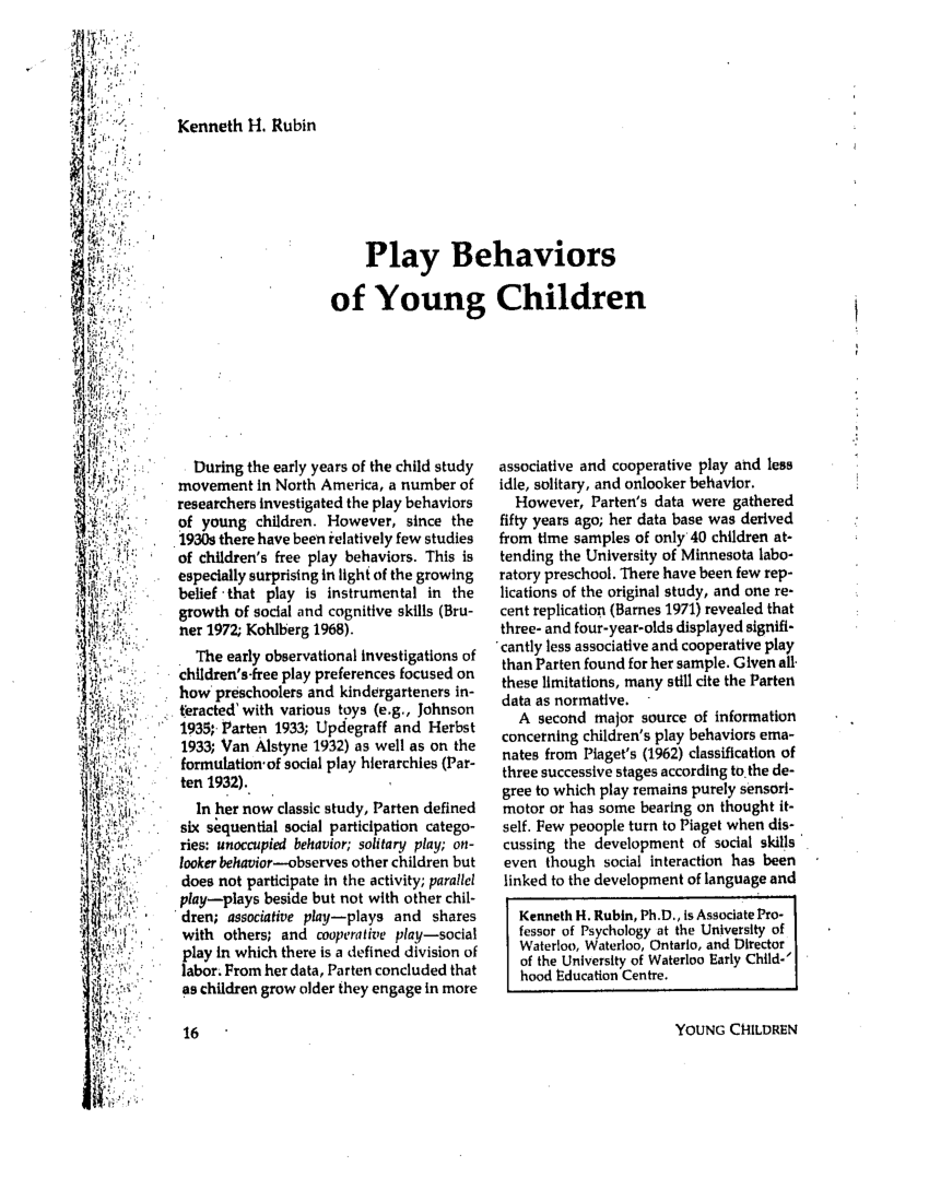 PDF Play Behaviors of Young Children