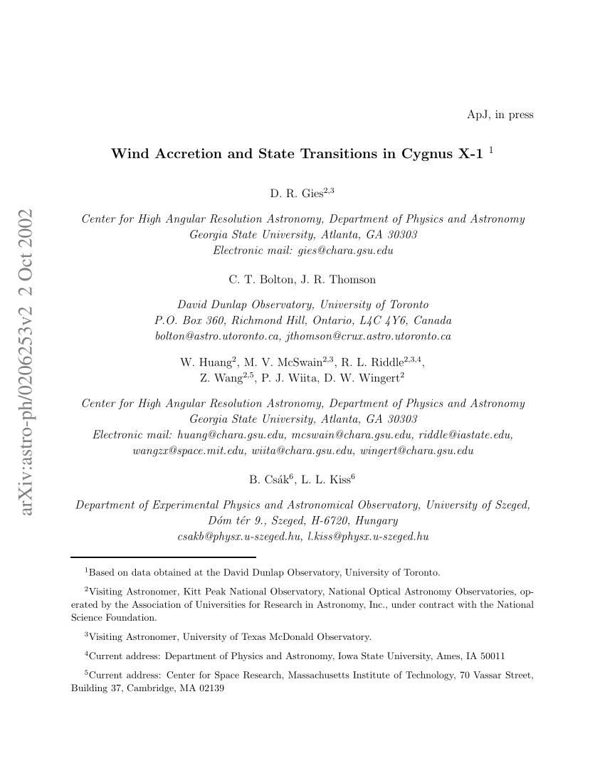 Pdf Wind Accretion And State Transitions In Cygnus X 1