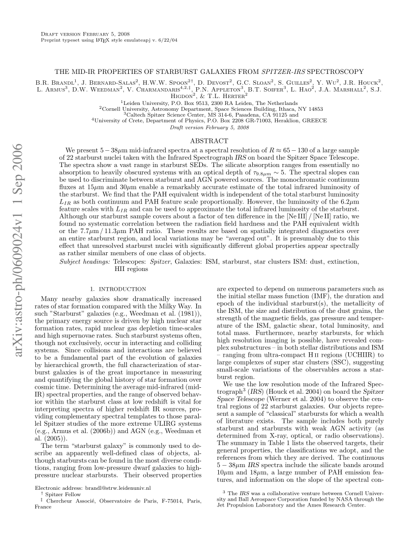 PDF) The Mid-Infrared Properties of Starburst Galaxies from