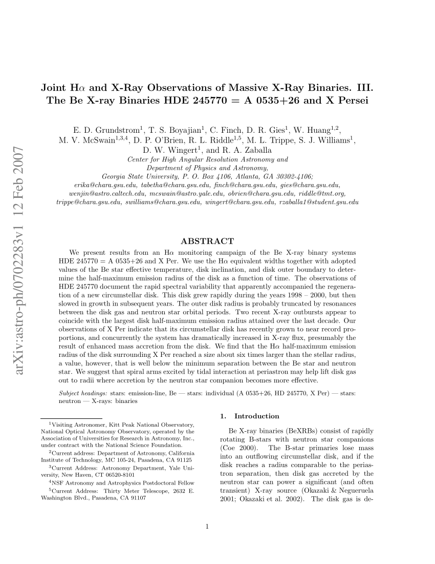 PDF) Joint Hα and X-ray observations of massive X-ray binaries 