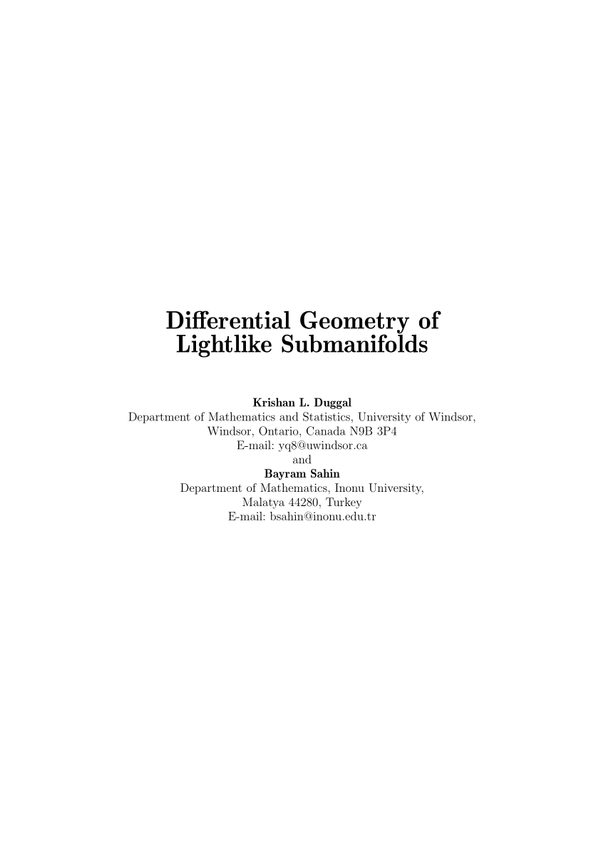 PDF) Differential geometry of lightlike submanifolds