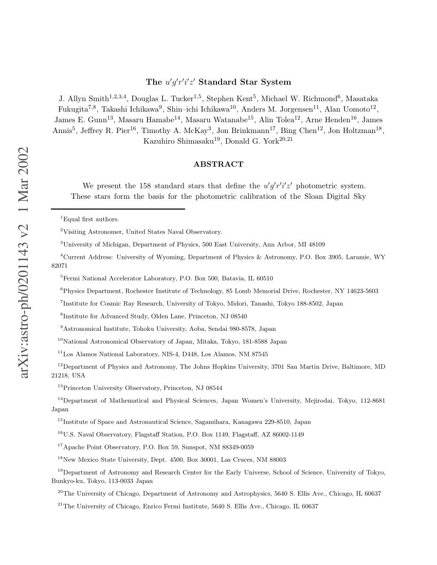 Pdf The Ugriz Standard Star System