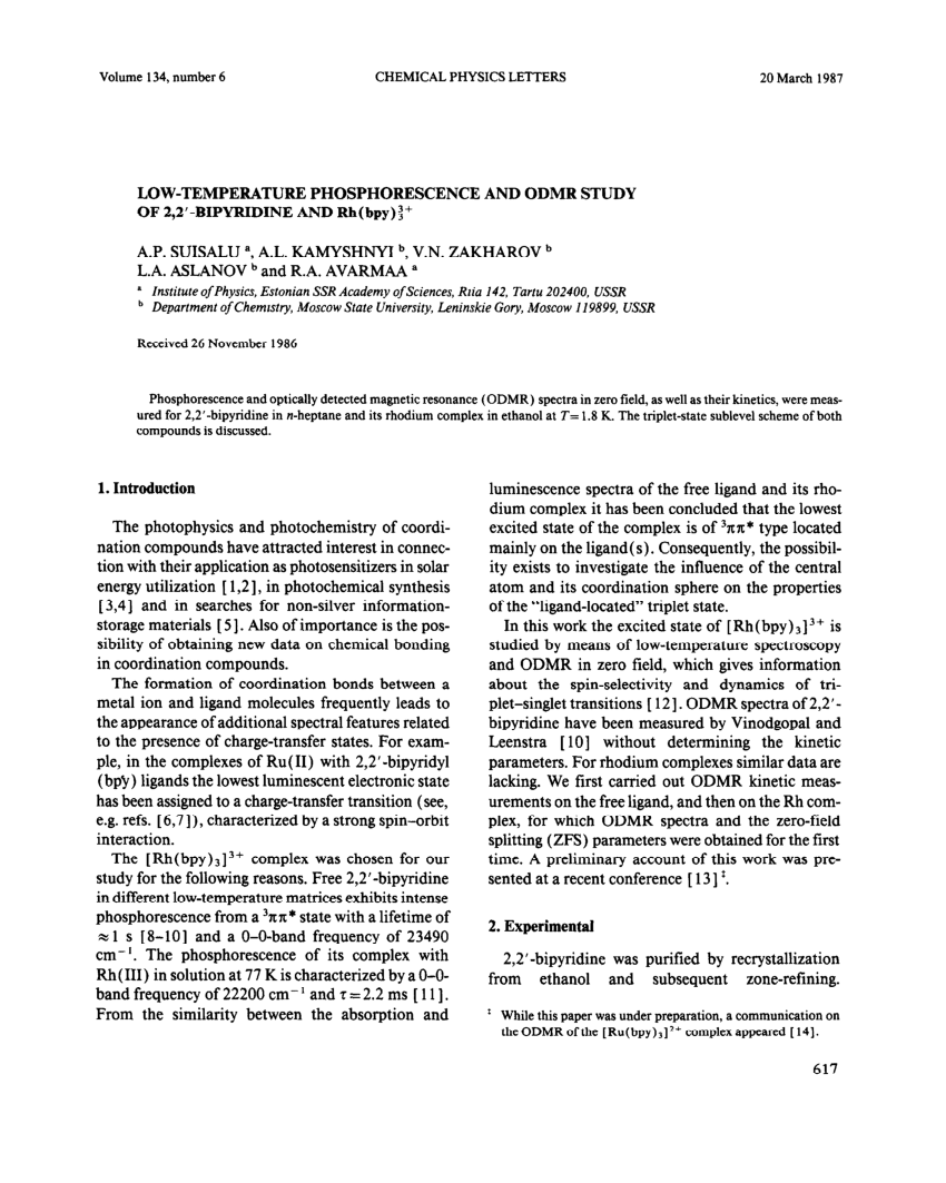 (PDF) Low-temperature phosphorescence and ODMR study of 2,2'-bipyridine ...