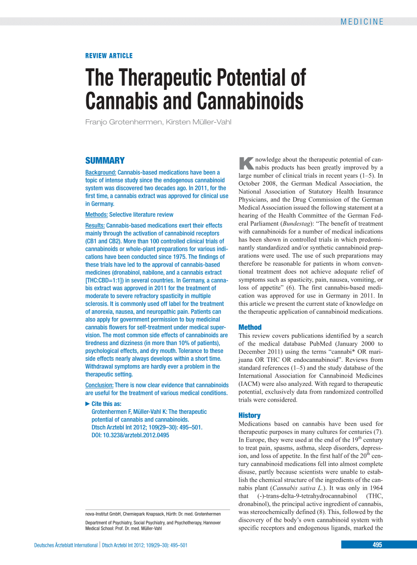 Pdf The Therapeutic Potential Of Cannabis And Cannabinoids
