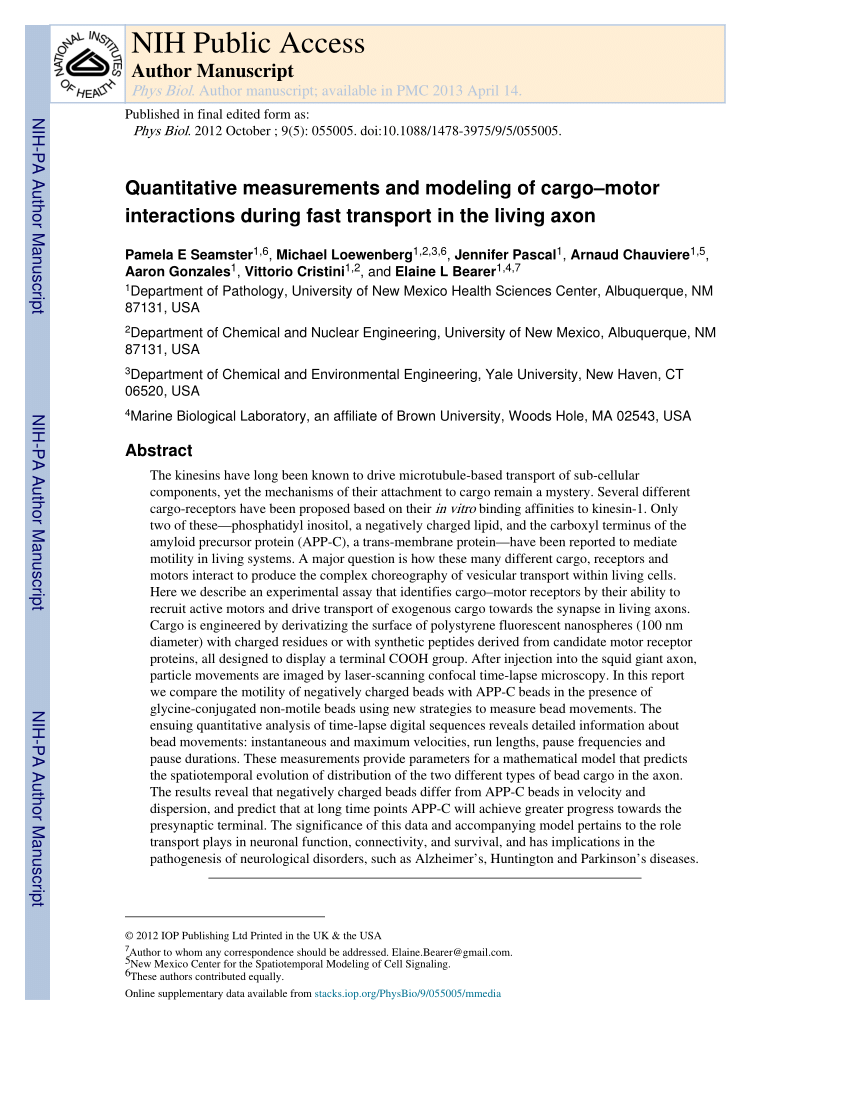 PDF) Quantitative measurements and modeling of cargo-motor ...