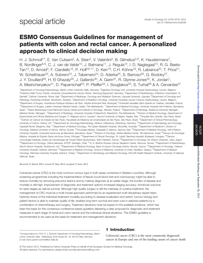 (PDF) ESMO Consensus Guidelines for management of patients with colon