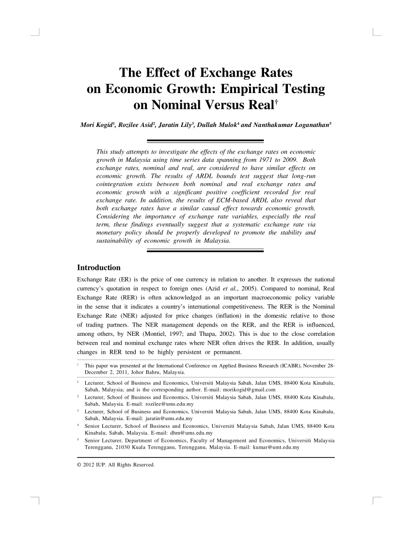 empirical research on nominal exchange rates