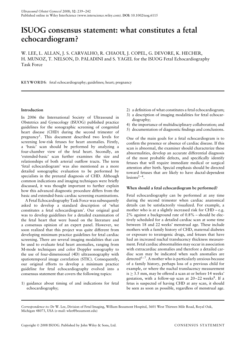 PDF ISUOG consensus statement What constitutes a fetal