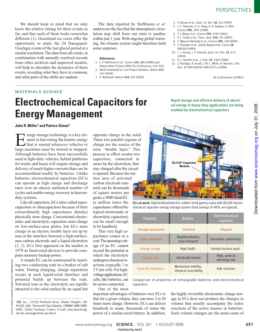 PDF Materials Science Electrochemical Capacitors for Energy