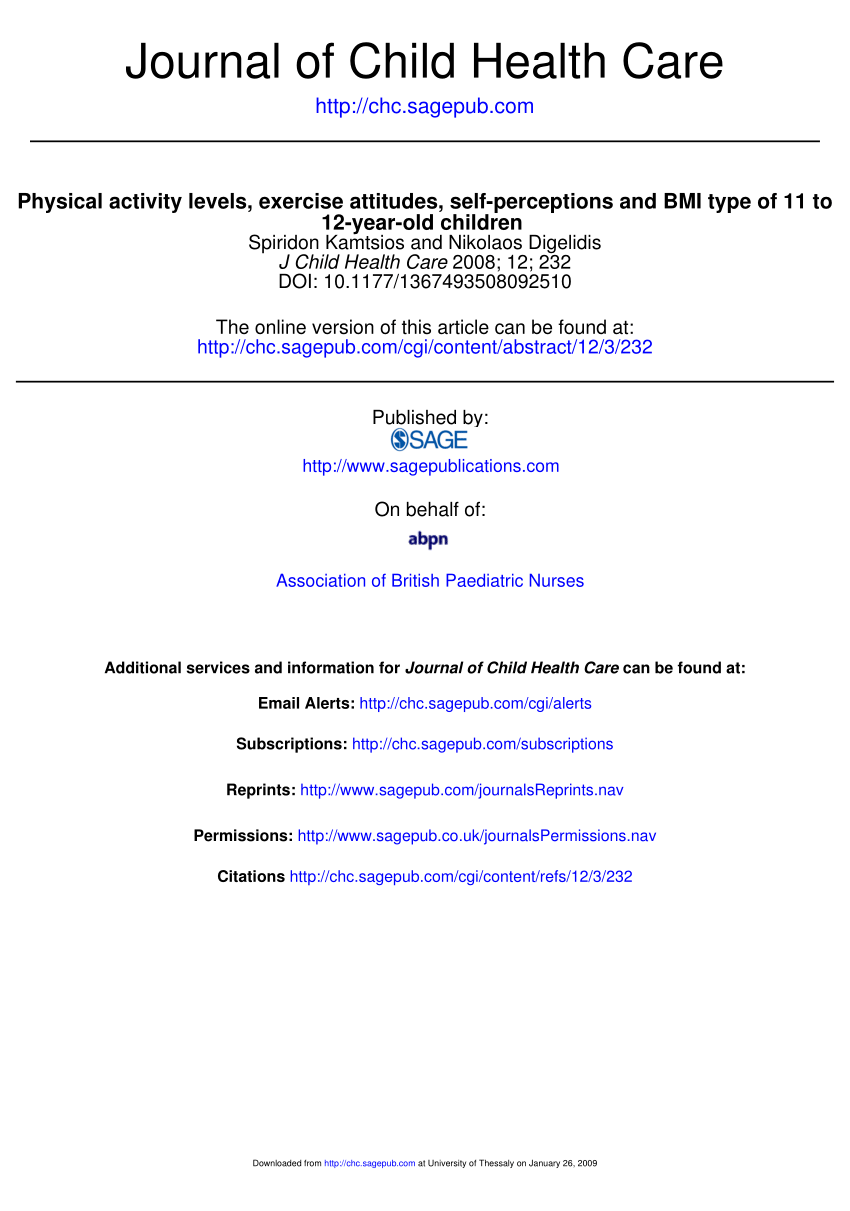 (PDF) Physical activity levels, exercise attitudes, self ...