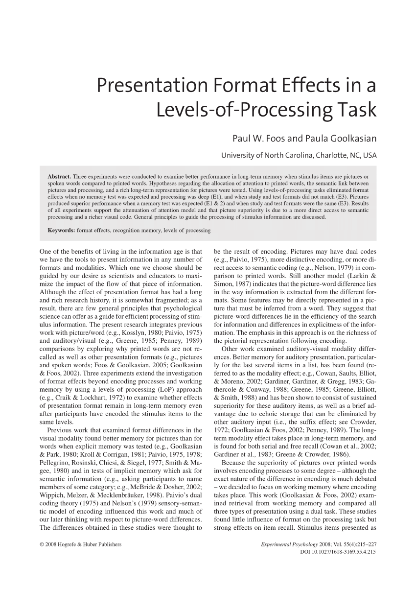 levels of processing research paper