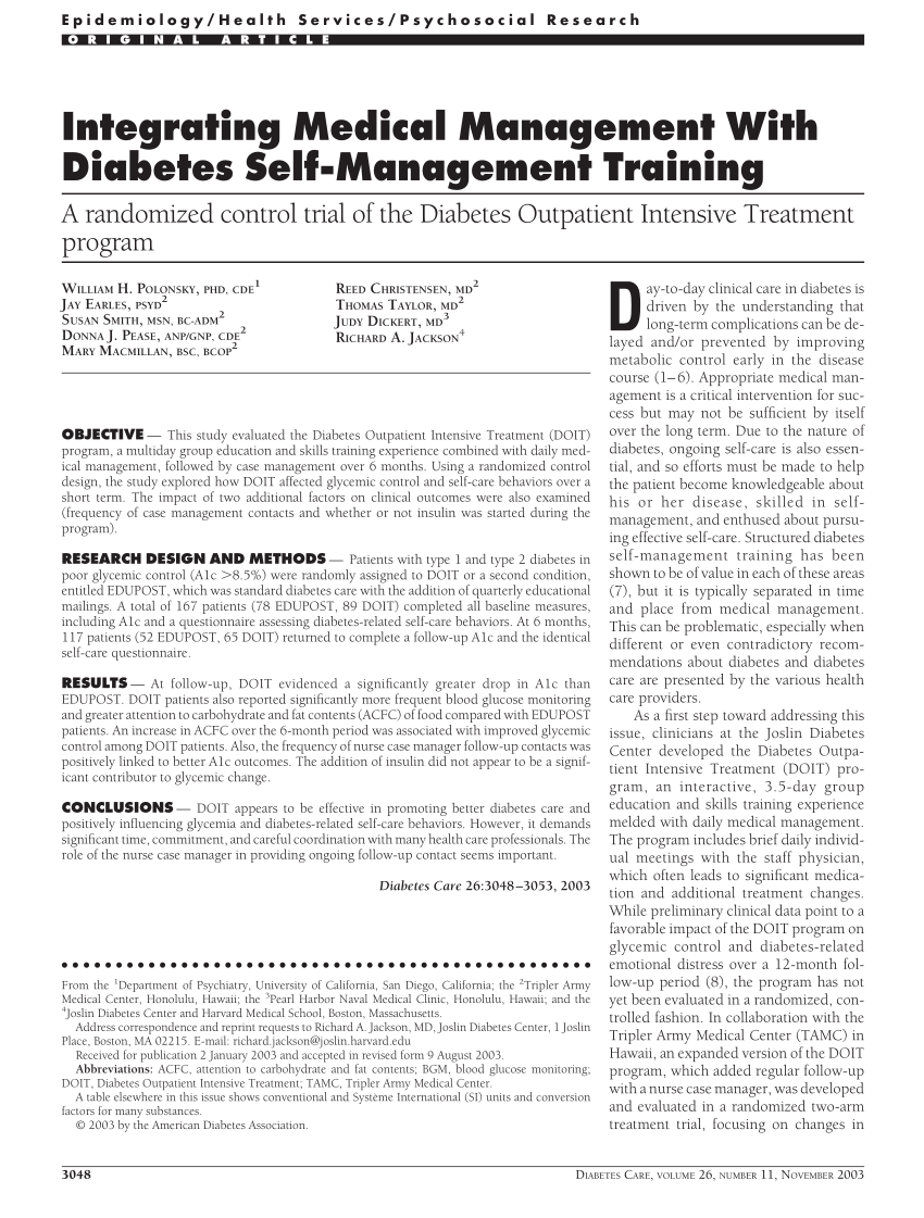 literature review on diabetes self management