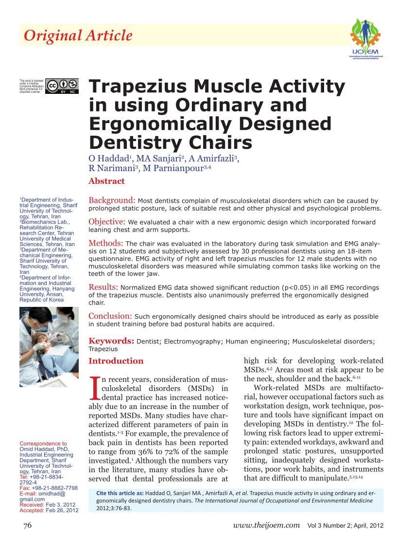 Pdf Trapezius Muscle Activity In Using Ordinary And