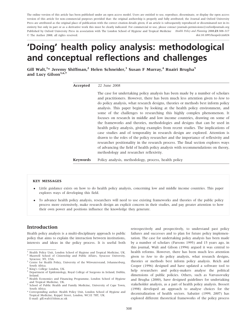 research paper on health policies