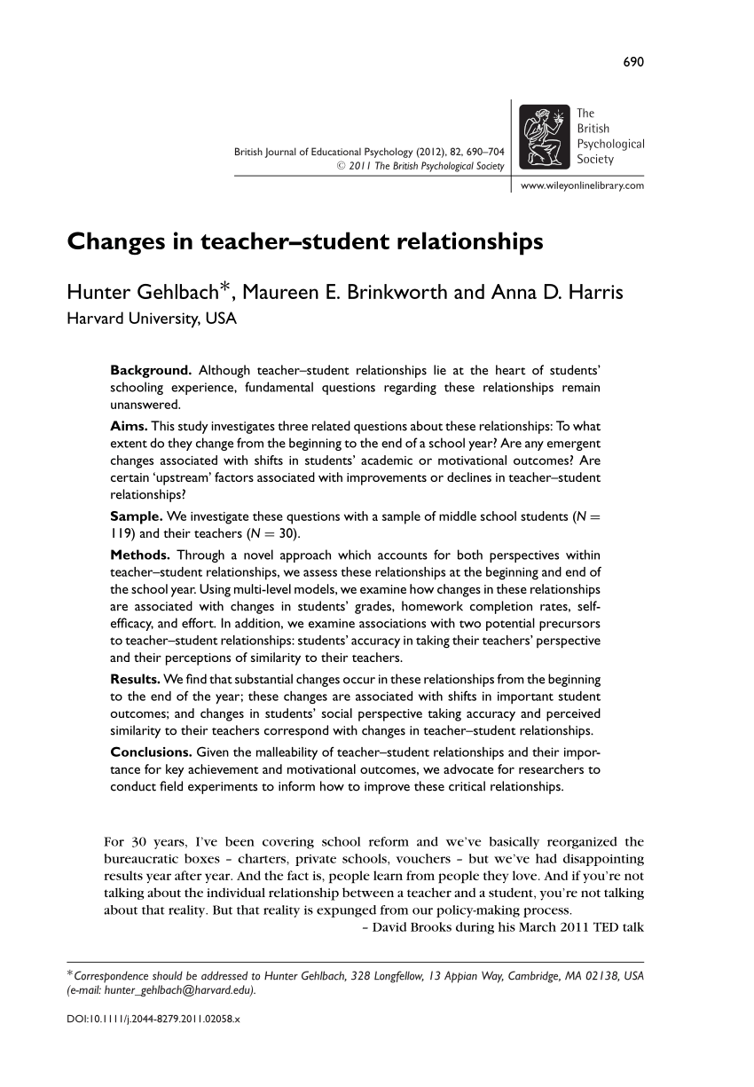 research on teacher student relationships pdf