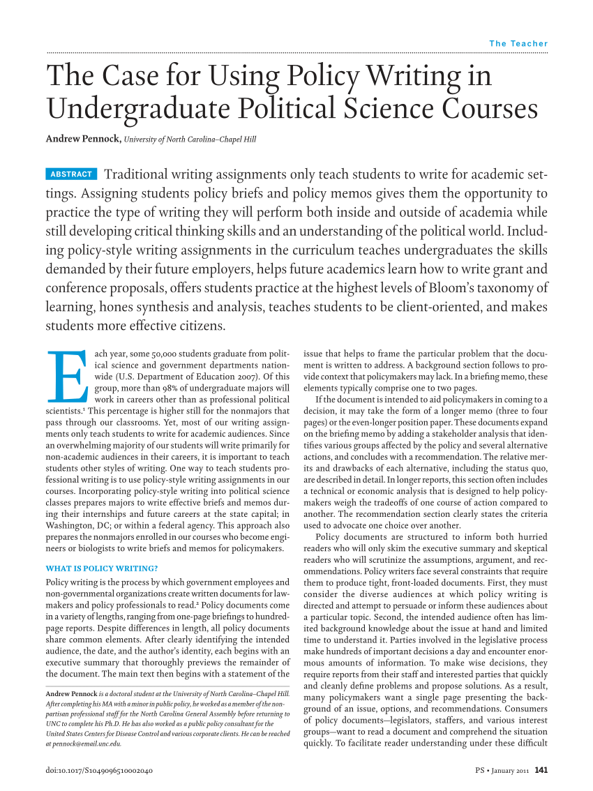 undergraduate thesis political science
