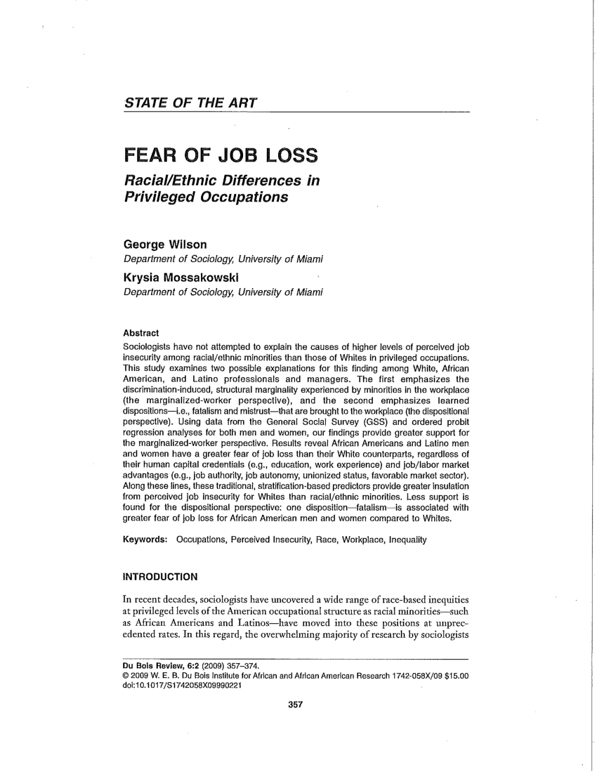 job loss research paper