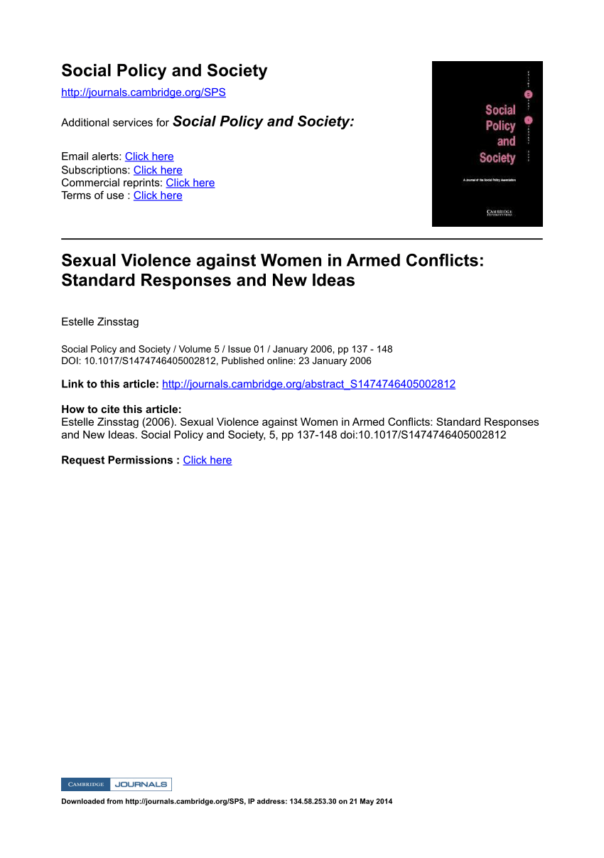 sexual violence in armed conflict: global overview and implications for the security sector,