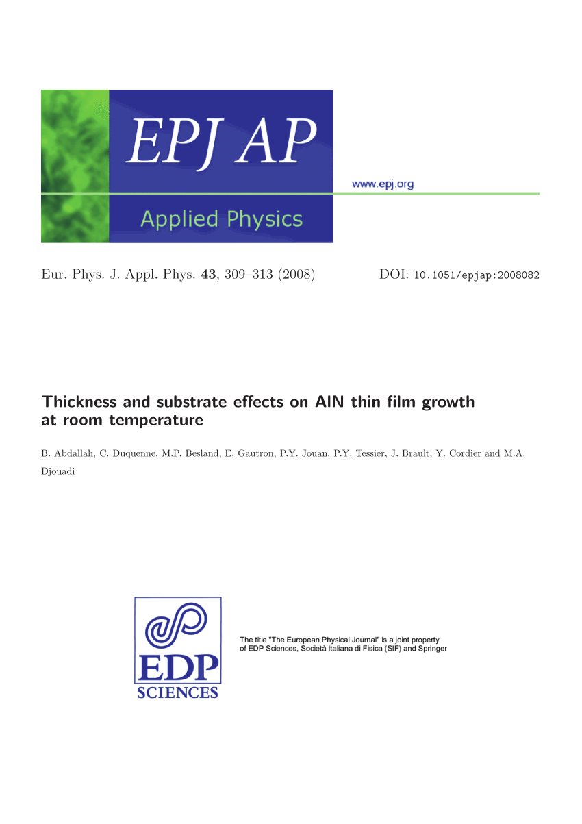 Pdf Thickness And Substrate Effects On Aln Thin Film Growth At Room Temperature
