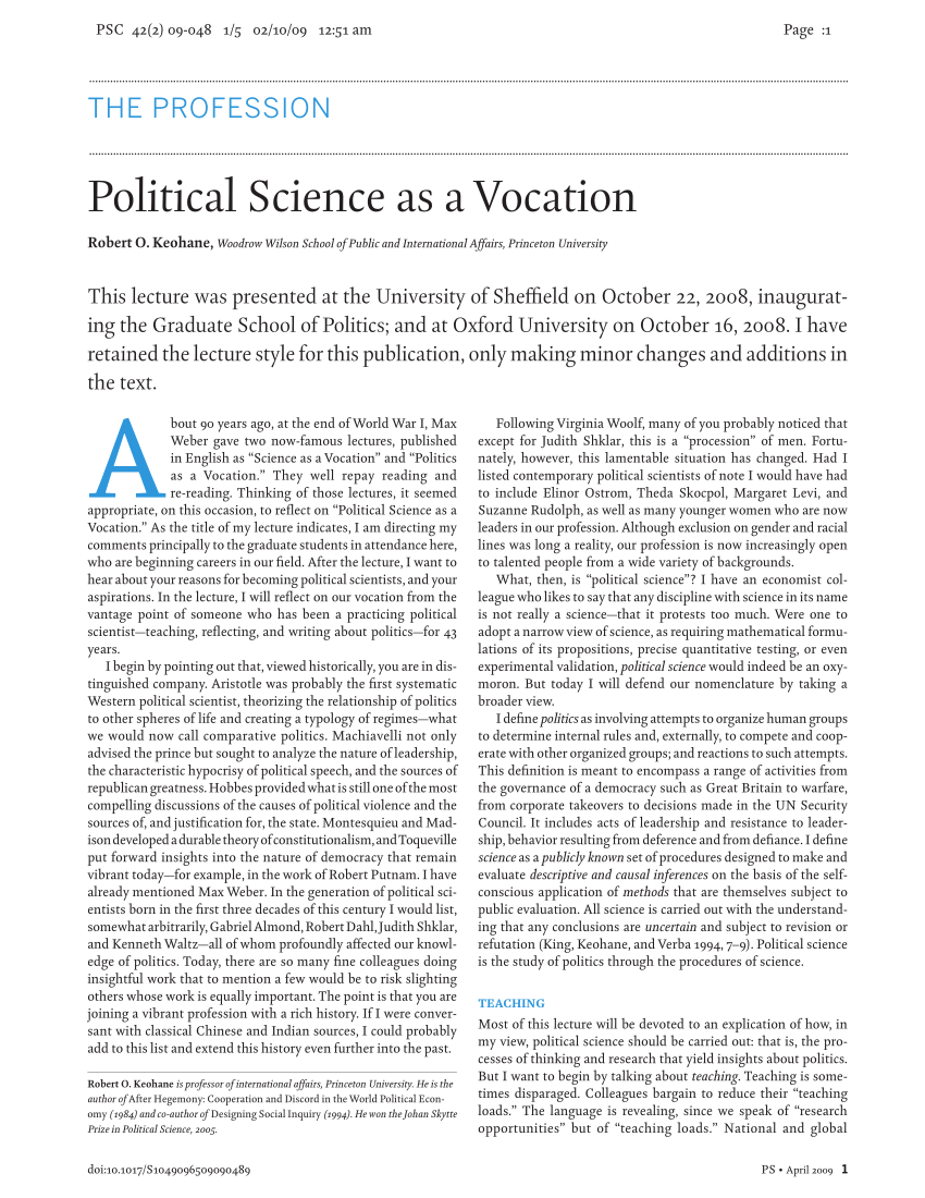 science as a vocation sparknotes