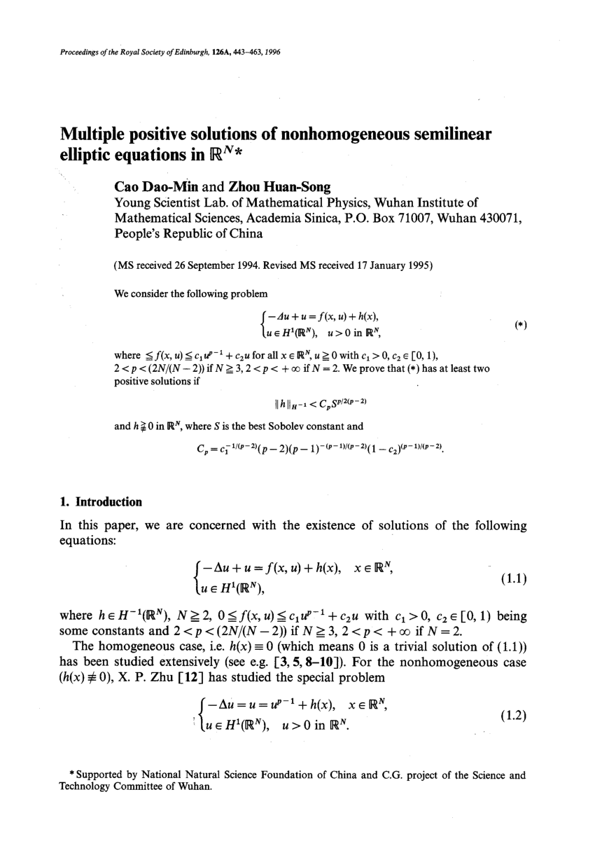 Pdf Multiple Positive Solutions Of Nonhomogeneous Semilinear Elliptic Equations In ℝn