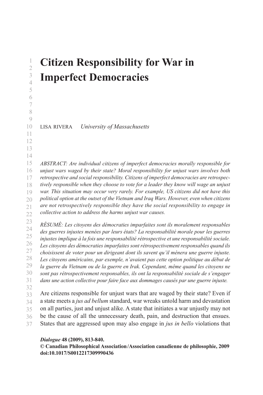 PDF) Citizen Responsibility for War in Imperfect Democracies