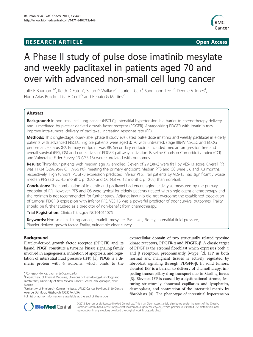 PDF) A Phase II study of pulse dose imatinib mesylate and weekly ...