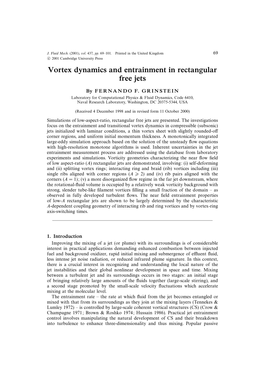 PDF Vortex dynamics and entrainment in regular free jets