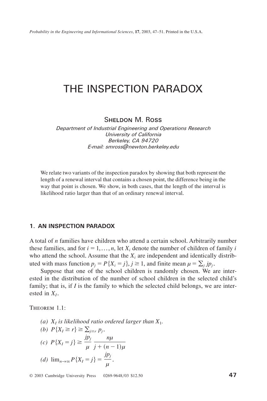Pdf The Inspection Paradox